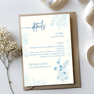 Detalles del Boda azul y blanco floral y RSVP