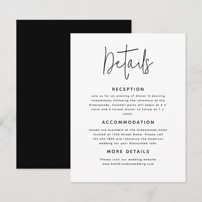 Detalles del Boda de caligrafía de escritura elega (Anverso / Reverso)
