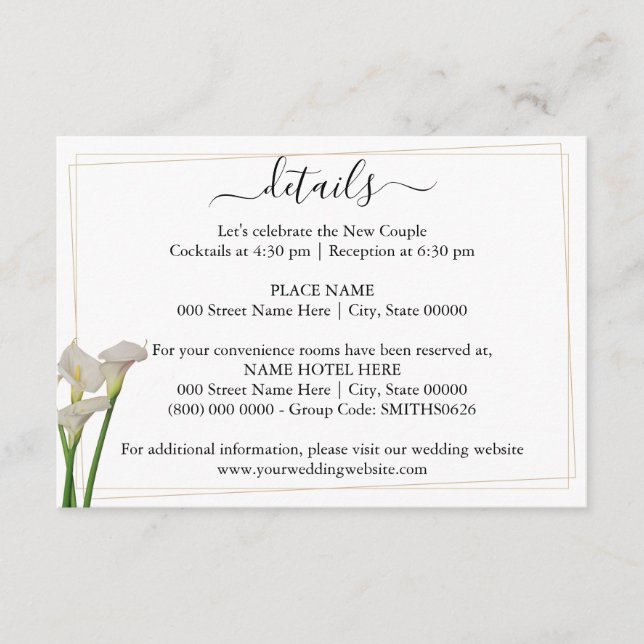Detalles del Boda de verde Insertar tarjeta (Anverso)