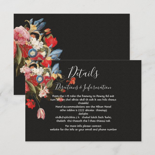 Detalles del Boda Floral de vida fija y tarjeta de (Anverso / Reverso)