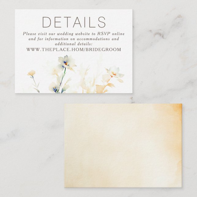 Detalles del Boda floral Tarjeta de cierre pequeña (Anverso / Reverso)