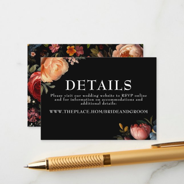 Detalles del Boda floral Tarjeta de cierre pequeña (Anverso/Reverso In Situ)