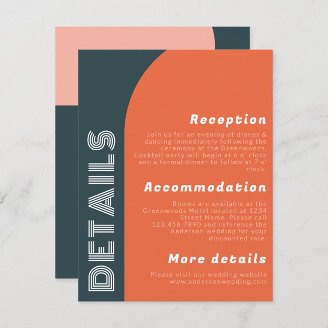 Detalles del Boda Groovy Arch Retro | Naranja bril (Anverso / Reverso)