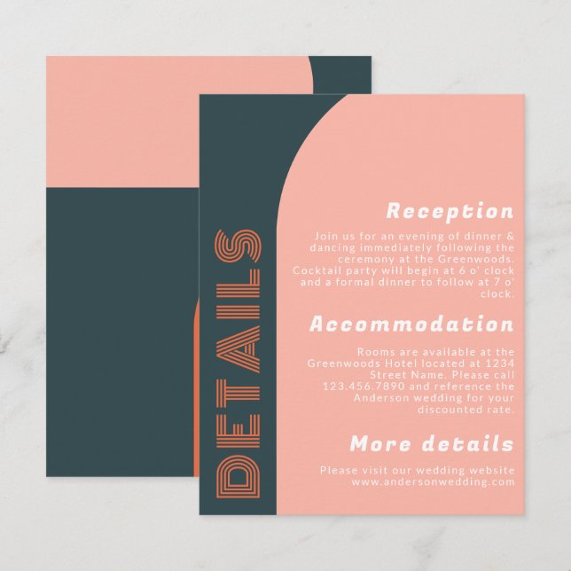 Detalles del Boda Groovy Arch Retro | Naranja Peac (Anverso / Reverso)