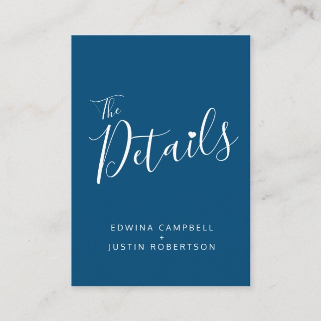 detalles del boda tarjeta de gabinete blanca azul  (Anverso)