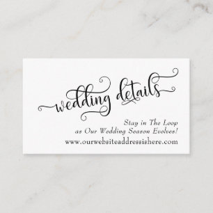 Detalles del boda Tarjetas de cierre de tipografía