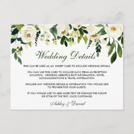 Detalles del Boda verde floral Insertar tarjeta
