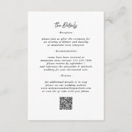 Detalles del código QR Tarjeta de gabinete de Boda
