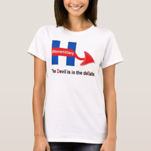 Detalles del Diablo de la camiseta Nunca Hillary