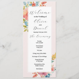 Detalles del Menú de la Ceremonia de Boda Floral d