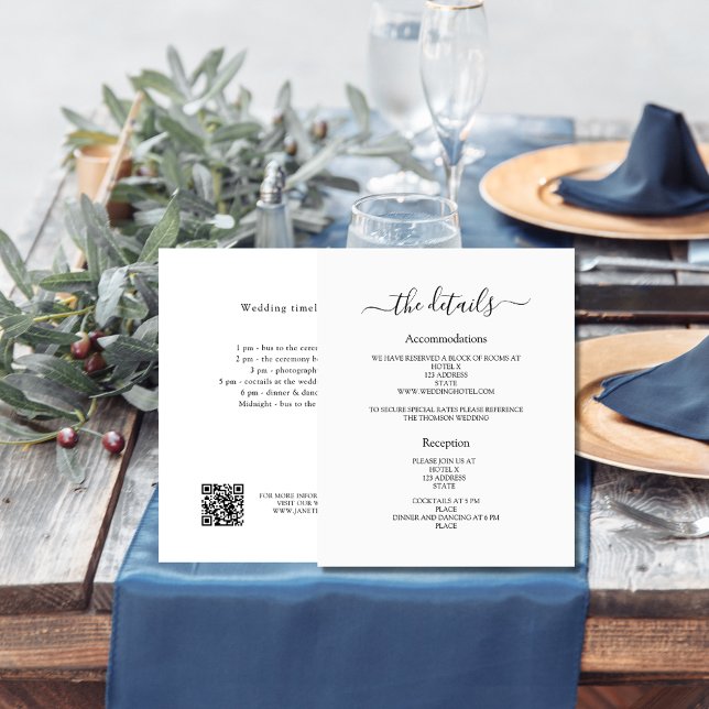 Detalles del programa de boda blanca en negro códi (Subido por el creador)