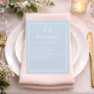 Detalles del programa de boda con monograma azul p