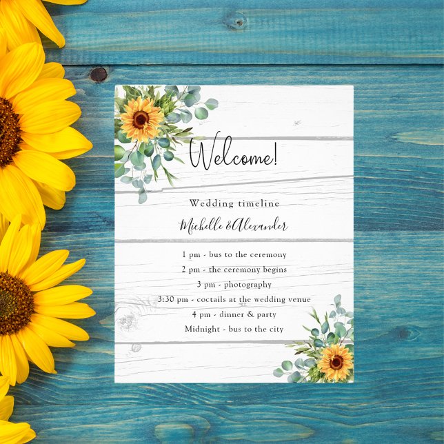 Detalles del programa de boda de madera Sunflowers (Subido por el creador)