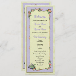 Detalles del programa de boda floral de Teapot en 