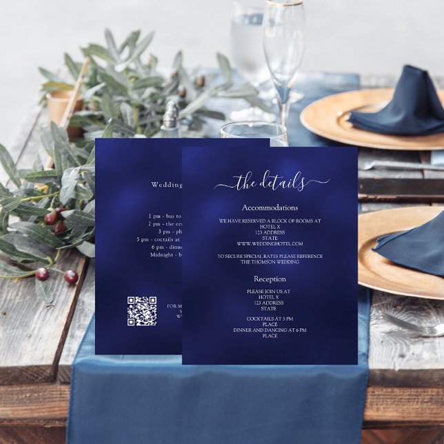Detalles del programa de bodas azul marino QR (Subido por el creador)