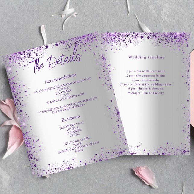 Detalles del programa de bodas violeta de plata (Subido por el creador)