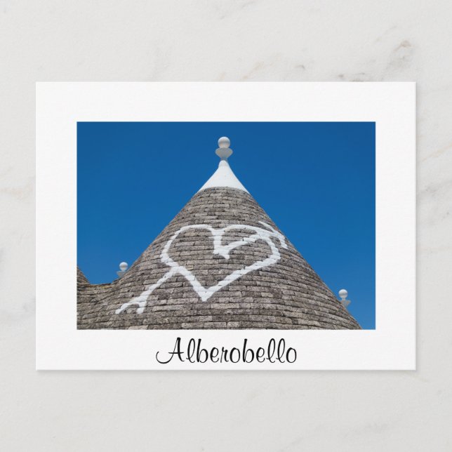 Detalles del techo Trulli en la postal de Alberobe (Anverso)