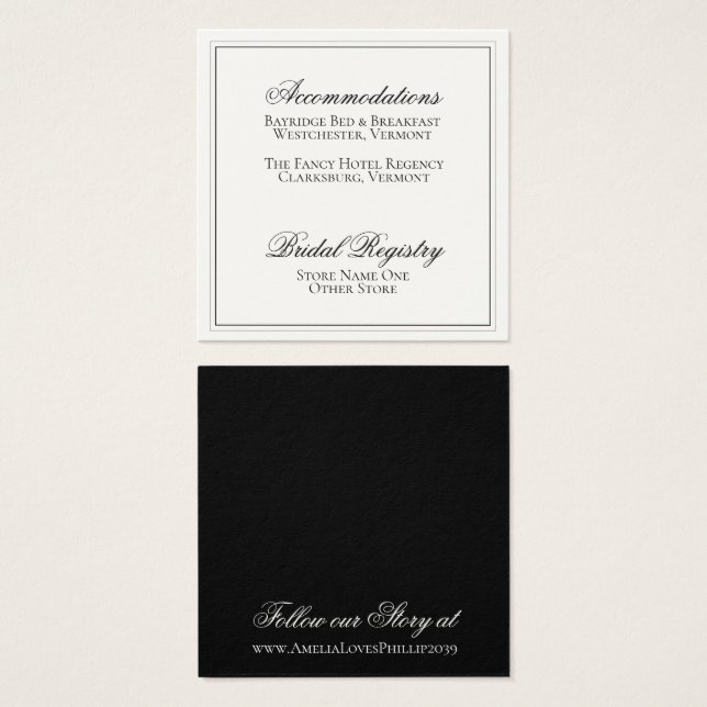 Detalles elegantes de Boda blanco y negro (Anverso y reverso)