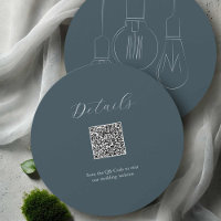 Detalles grises Tarjeta de código QR Boda de Moda 