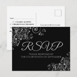 Detalles plateados Tarjeta de respuesta de boda ne