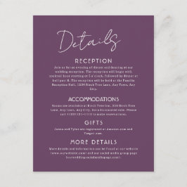 Detalles púrpura Tarjeta de gabinete de Boda grand