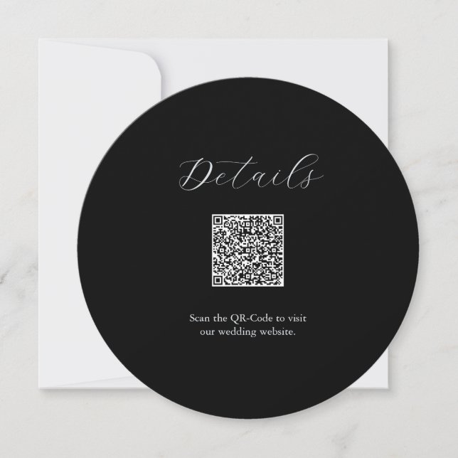 Detalles Tarjeta de código QR Boda blanco y negro (Anverso)