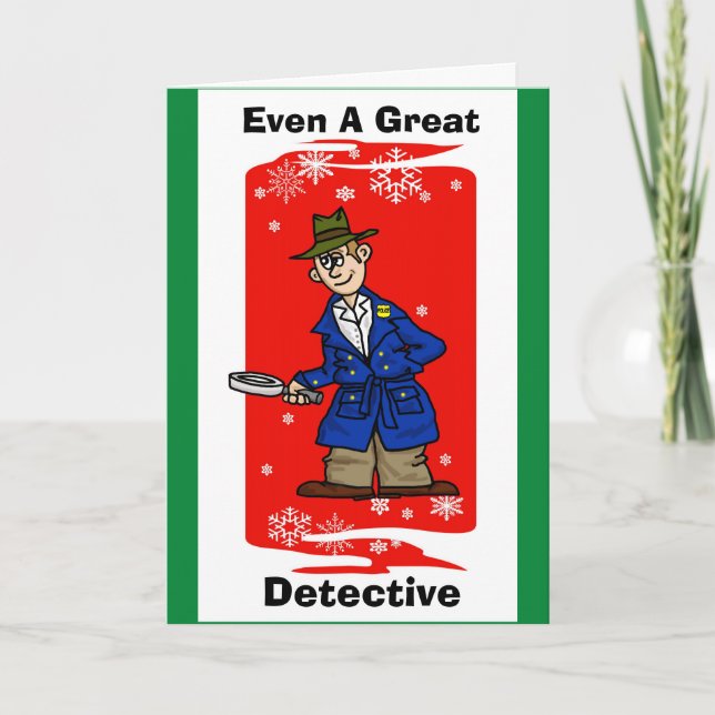 Detective de policía, tarjeta de Navidad divertida (Anverso)