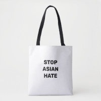 Detener el odio asiático, bolsa de tocador blanca 