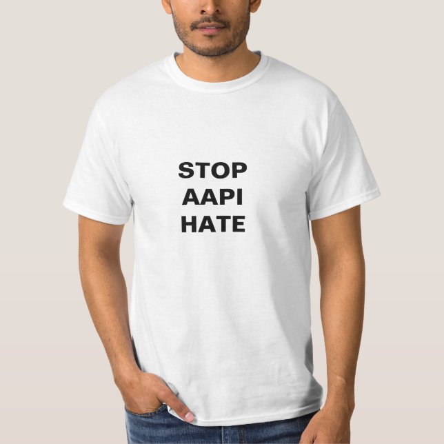 Detener el odio de AAPI, camiseta blanca negra (Anverso)