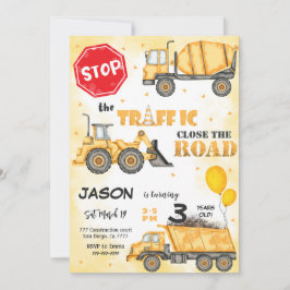 Detener la invitación de cumpleaños de construcció