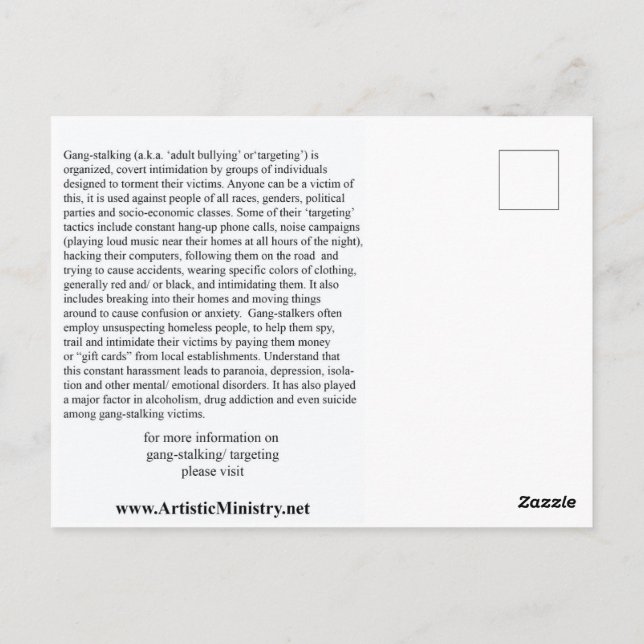 Detener la tarjeta postal de marcado (Reverso)