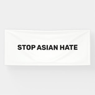 Detengan el odio asiático, pancarta blanca negra
