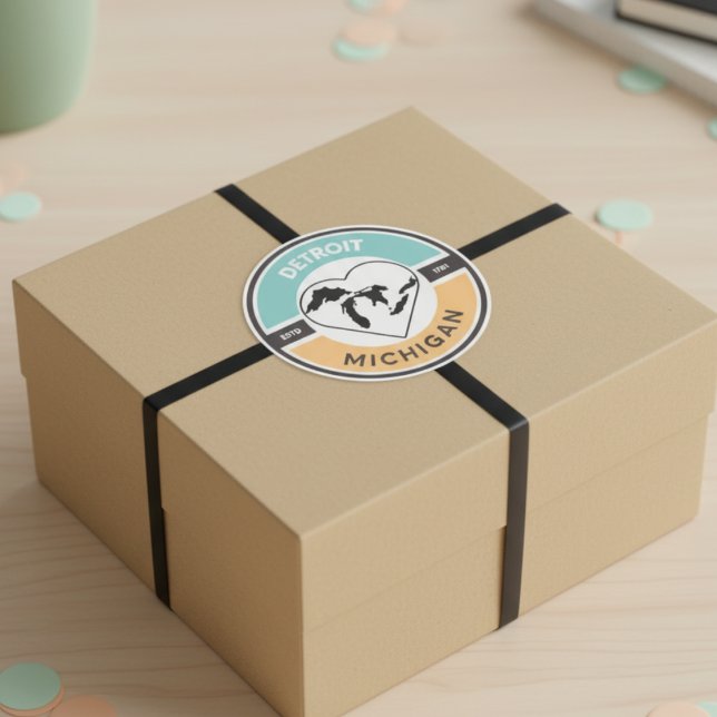 Detroit EST. 1701 Pegatina del Círculo de los Gran (Detroit EST. 1701 Great Lakes Circle Sticker)