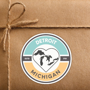Detroit EST. 1701 Pegatina del Círculo de los Gran