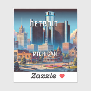 Detroit Michigan Pegatina de vinilo de 3 pulgadas