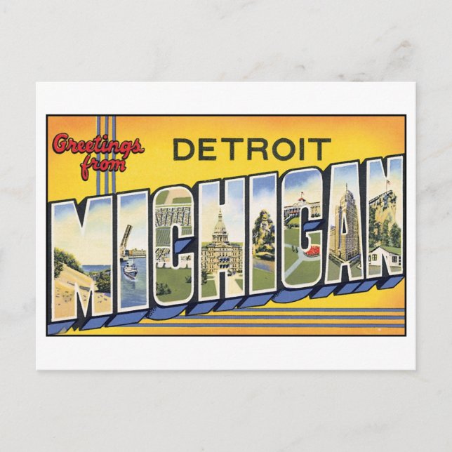 Detroit vintage, postal de MIchigan (Anverso)
