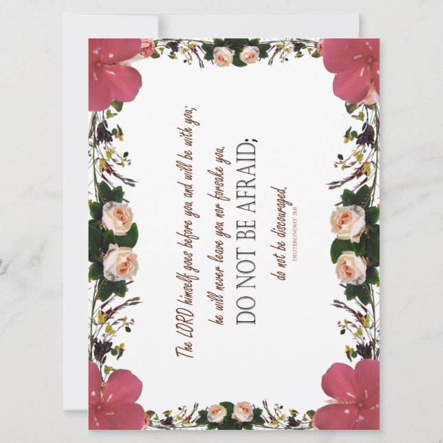 Deuteronomio 31, no tenga miedo, tarjeta plana flo (Reverso)