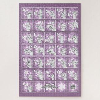 Deutsches Fingeralphabet 4 - lavendelgrau / Puzzle