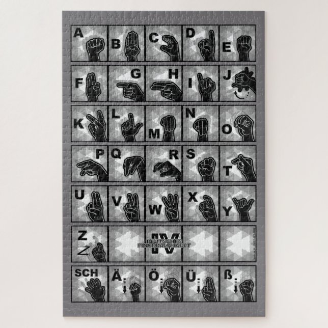 Deutsches Fingeralphabet 4 - schwarz / Puzzle (Vertical)