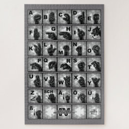 Deutsches Fingeralphabet 4 - schwarz / Puzzle