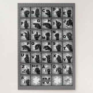 Deutsches Fingeralphabet 4 - schwarz / Puzzle