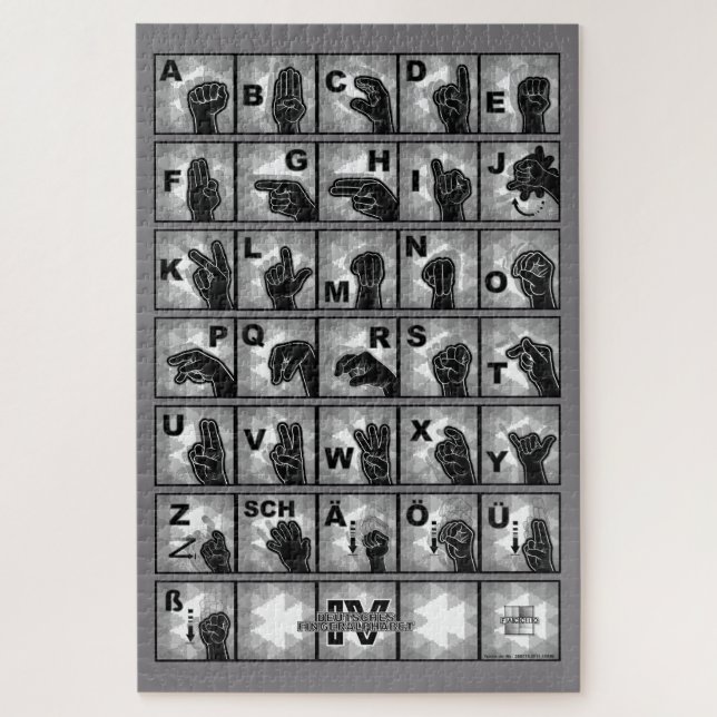 Deutsches Fingeralphabet 4 - schwarz / Puzzle (Vertical)