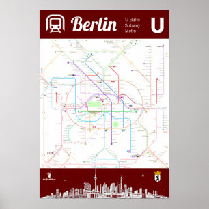 " Deutschland: MAP BERLIN U-Bahn Metro ... Póster