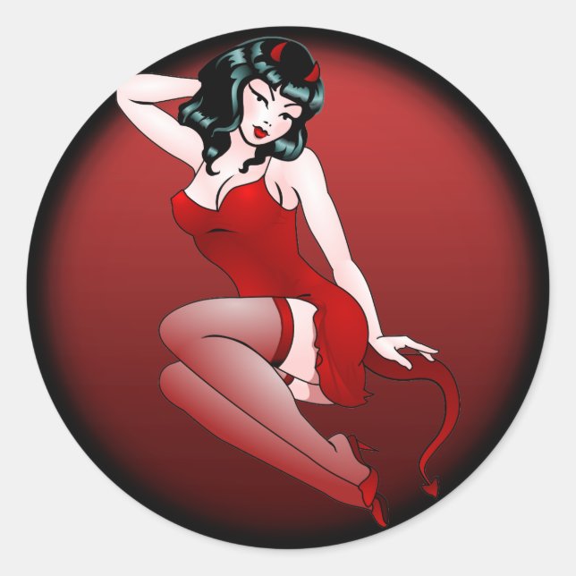 Devil Pinup Pegatinas Halloween Pinup Chica Pegati (Anverso)