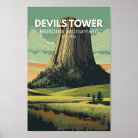 Devils Tower Monumento Nacional Viaje Arte Vintage
