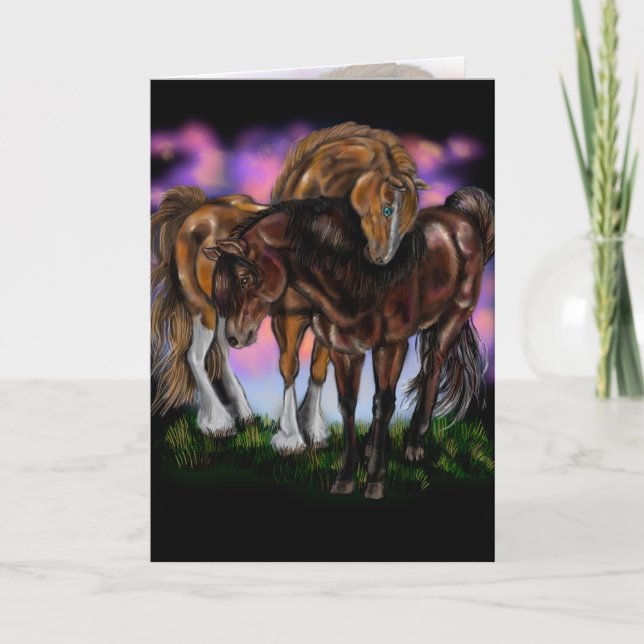 Devoción Equina~ Tarjetas de caballos al atardecer (Anverso)