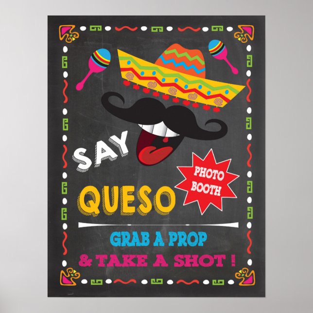 Di Queso Póster de cabina de fotos de Fiesta Mexic (Frente)