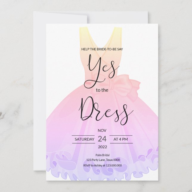 Di Sí A La Invitación Del Vestido (Anverso)