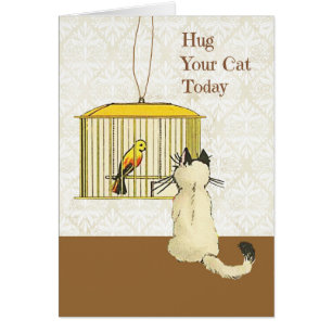 Día de Abraza a tu Gato, con Tarjeta de Gato Retro