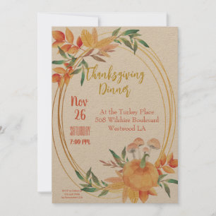 Día de Acción de Gracias Cae Invitación a la cena